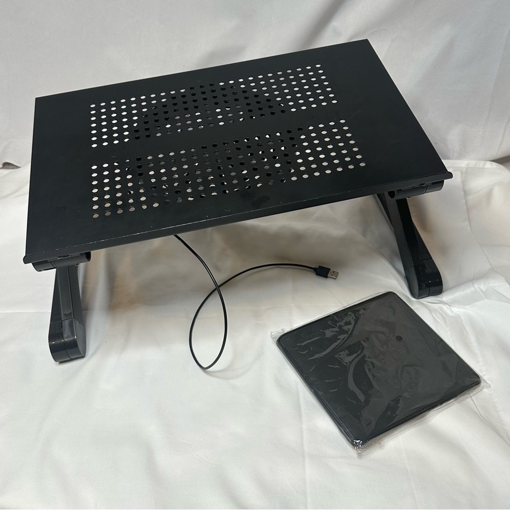 Adjustable Black Laptop Stand with Fan